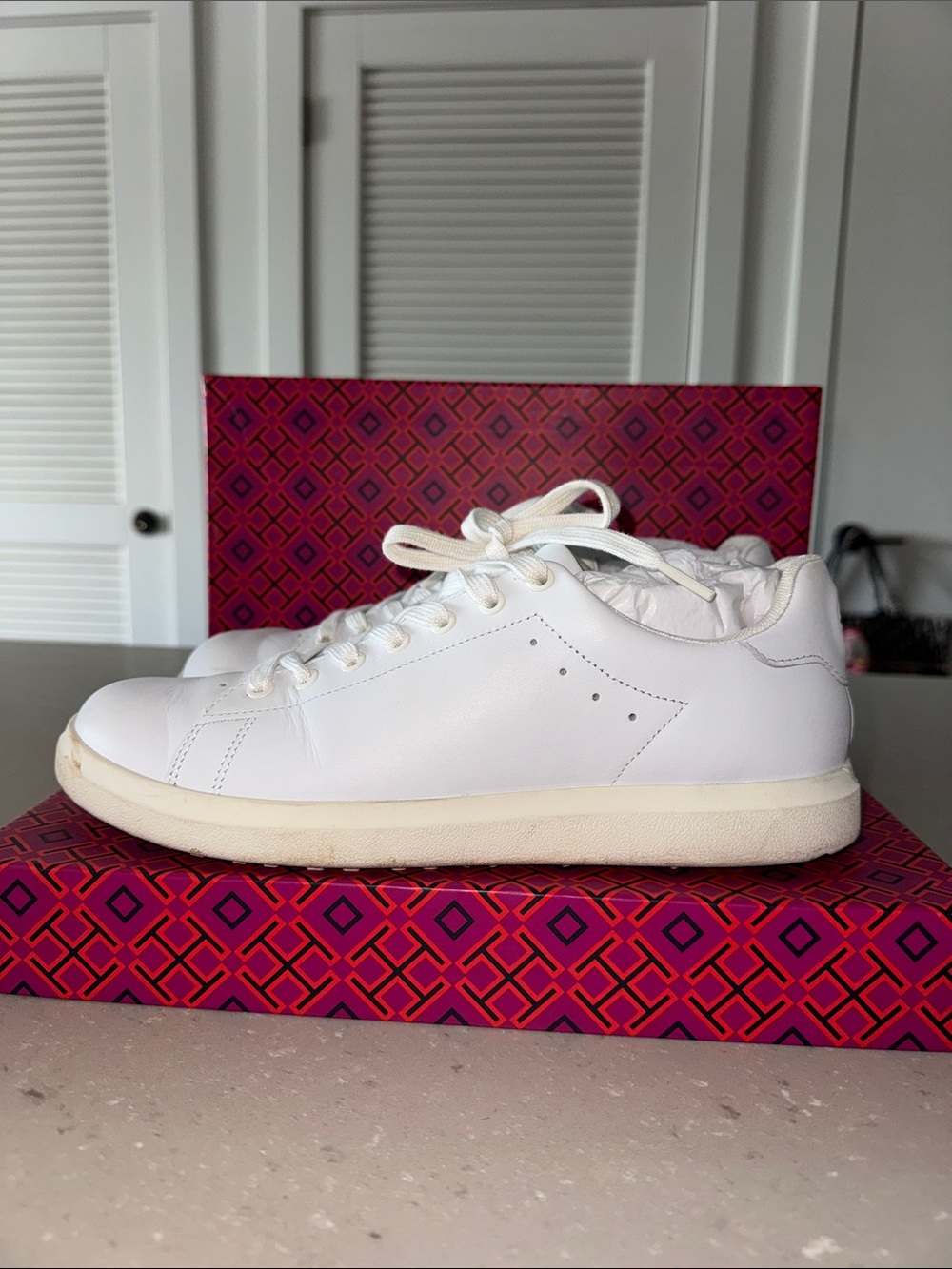 Tory Burch Howell court golf sneaker Leather Low-Top size 9.5